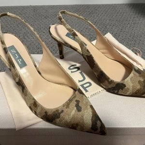 SJP Simplicity Camo Linen Slingback Shoes